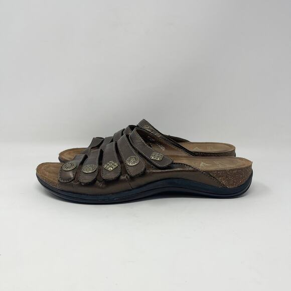 Dansko Janie Slide Sandals Womens EU 42 /‎ US 11-11.5 Bronze Metallic Leather - Picture 4 of 9